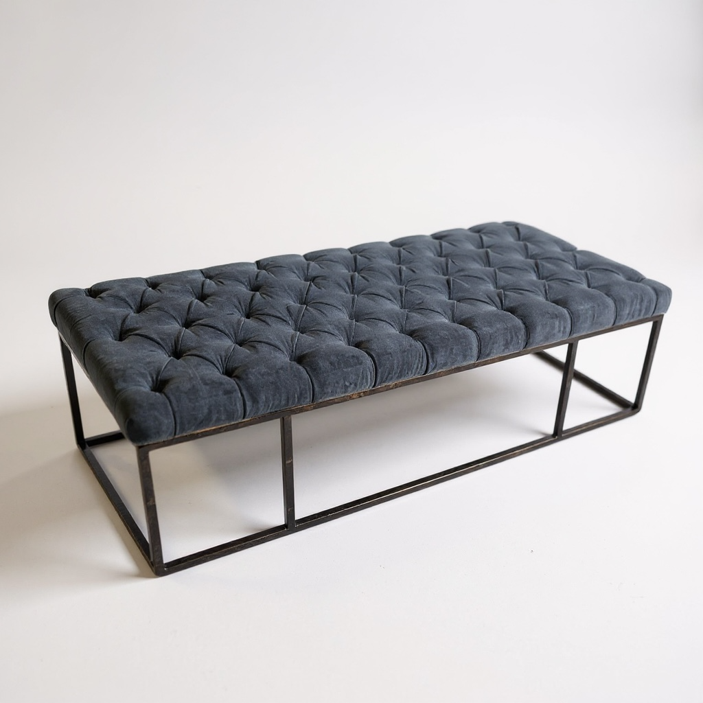 Tufted Gray Ottoman