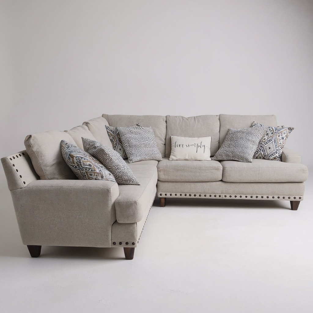 Grey Studded Sectional