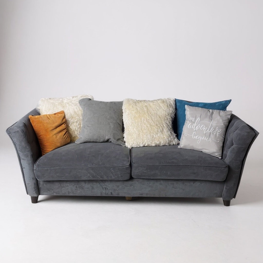 Suede loveseat W/Throw pillows