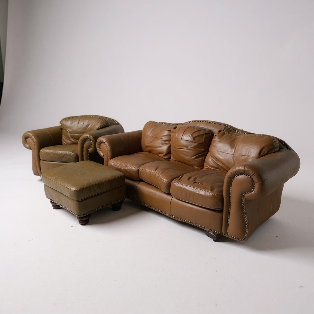 Genuine leather sofa, and loveseats/ottoman