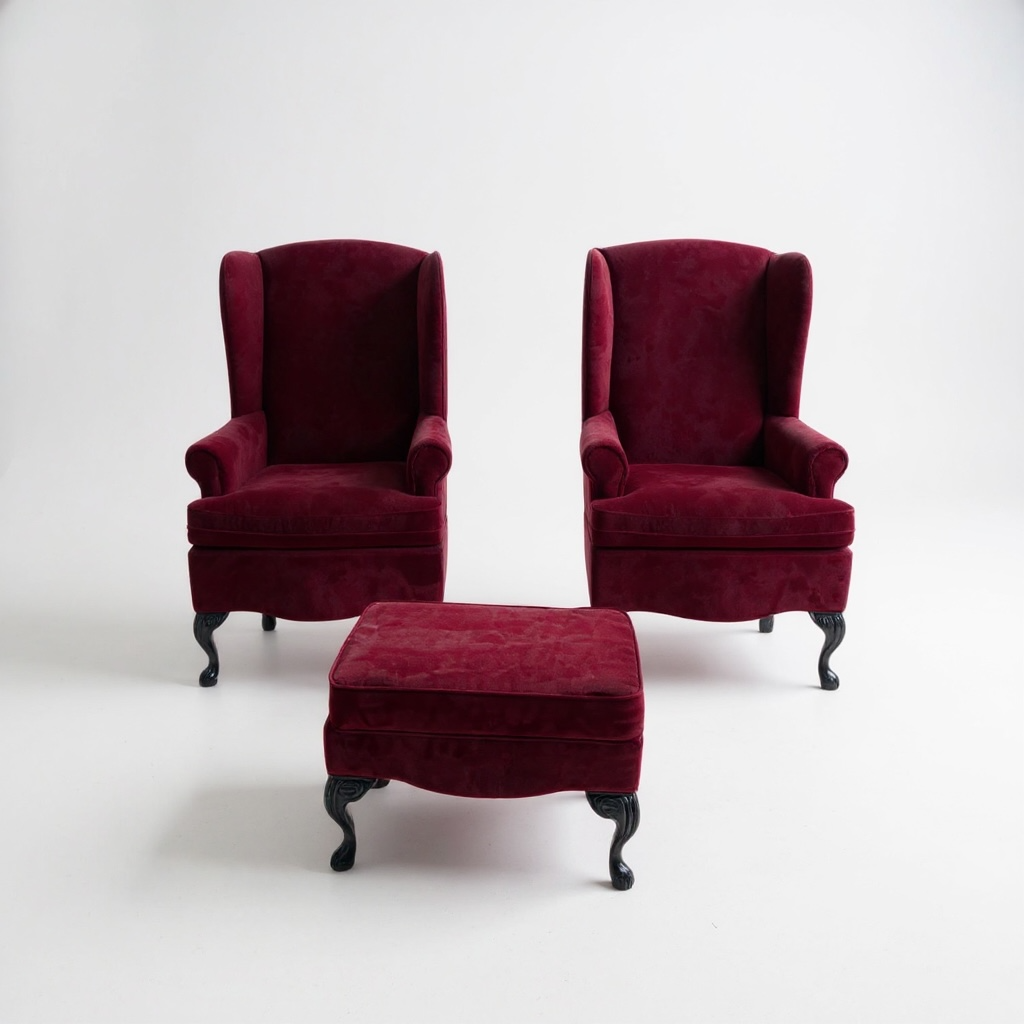 Red ruby chairs W/ottoman