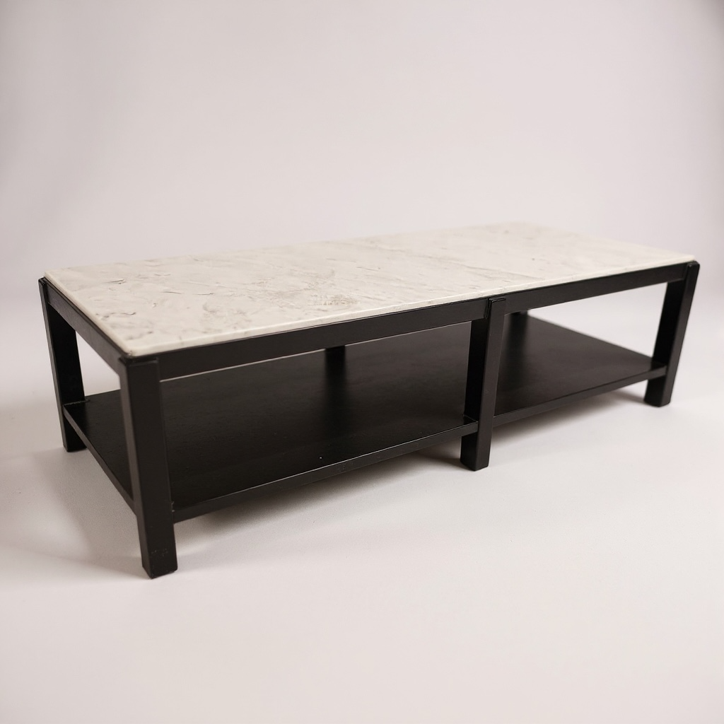 Marble-Top Coffee Table with Black Frame