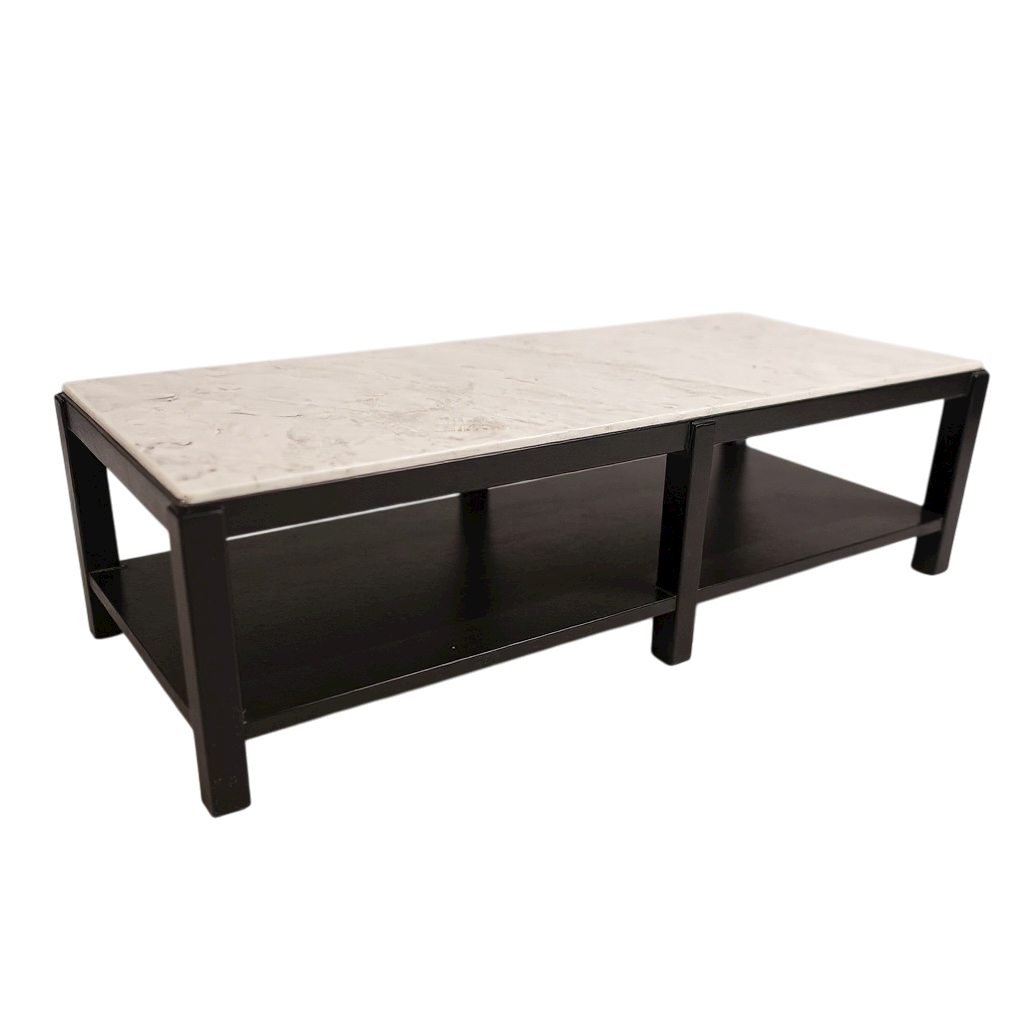 Marble-Top Coffee Table with Black Frame
