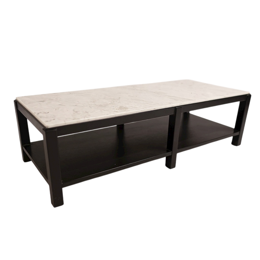 Marble-Top Coffee Table with Black Frame