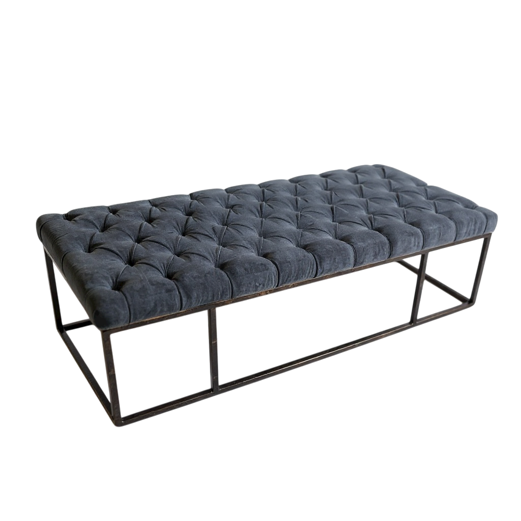 Tufted Gray Ottoman