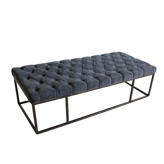 Tufted Gray Ottoman