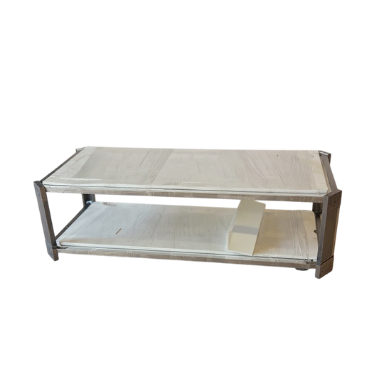 Marble-Top Coffee Table with Metal Frame