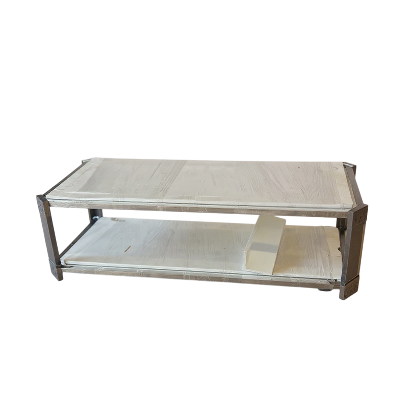 Marble-Top Coffee Table with Metal Frame